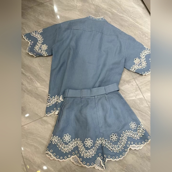Zimmermann Blue and White Junie shirt and shorts - Picture 2 of 8